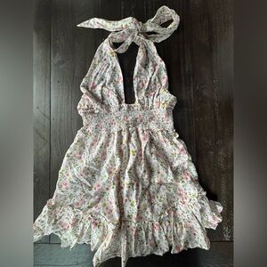 Aerie NWT Floral Halter Dress in White and Pink